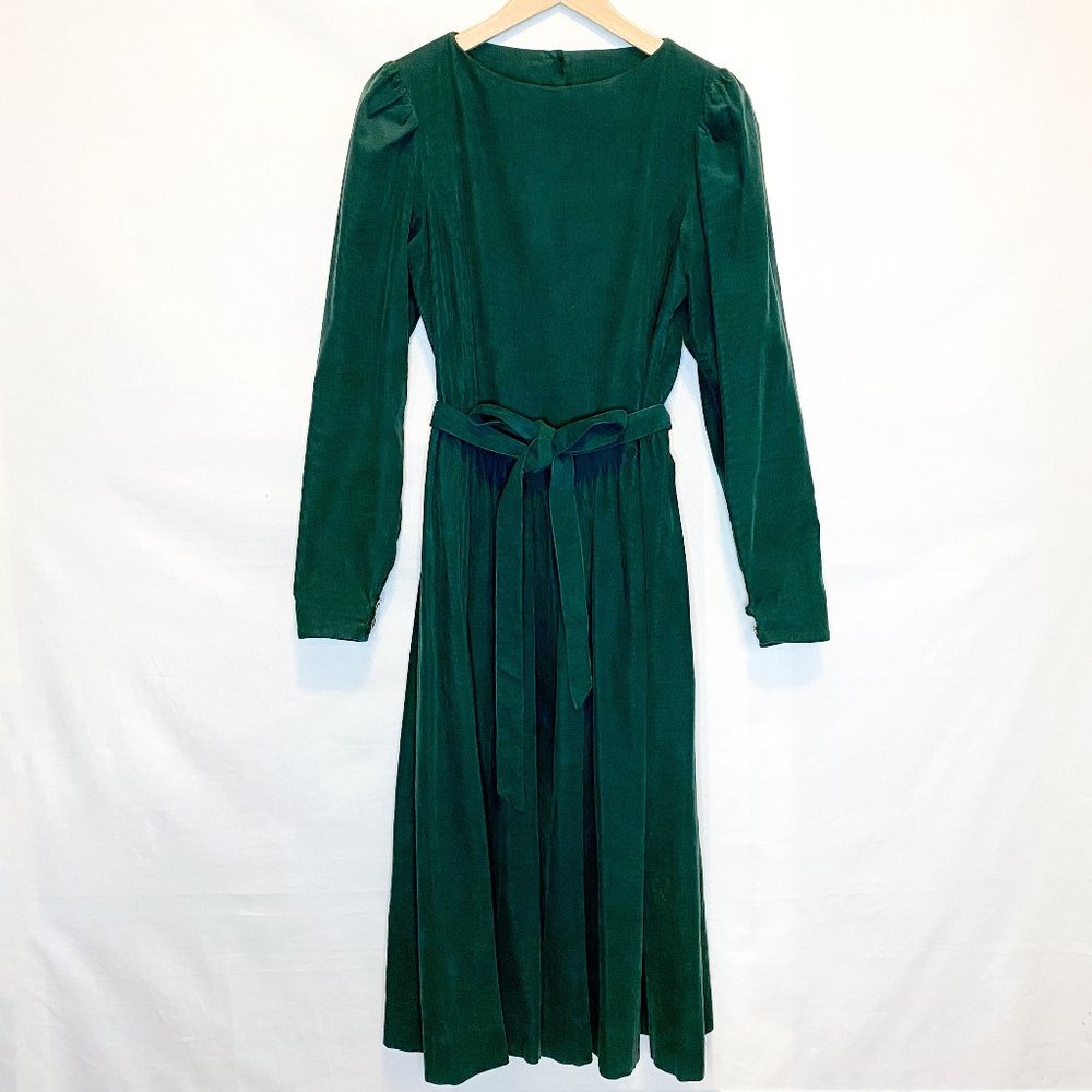Laura Ashley Vintage Emerald Corduroy Dress